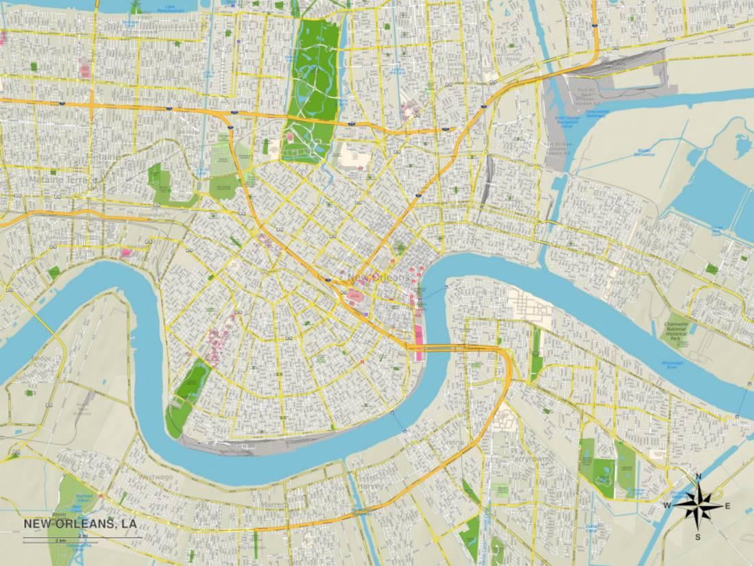 Political Map of Fresh new Orleans, LA Print Wall Artwork image about Printable Map of New Orleans identify Political Map of Fresh new Orleans, LA Print Wall Artwork